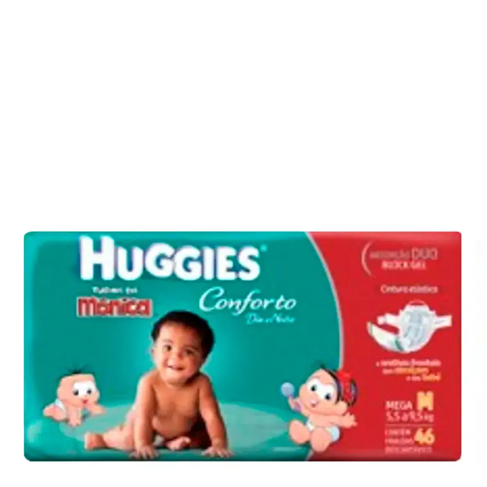 Huggies Turma Da Mônica Conforto Dia E Noite M Descartável 46 Unidades