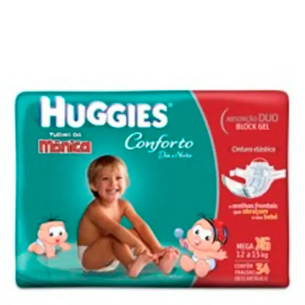 Huggies Turma Da Mônica Conforto Dia E Noite Xg Descartável 34 Unidades