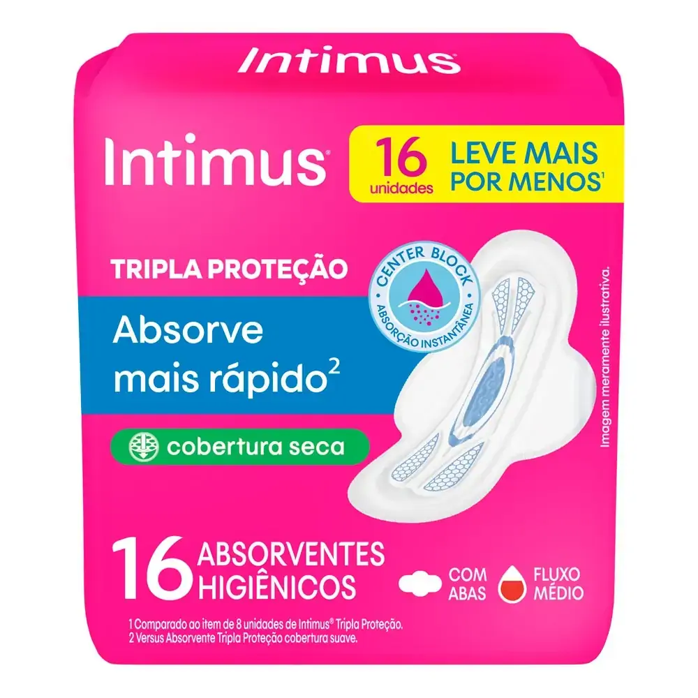Absorvente Tripla Proteção Seca com Abas Intimus 16 Unidades
