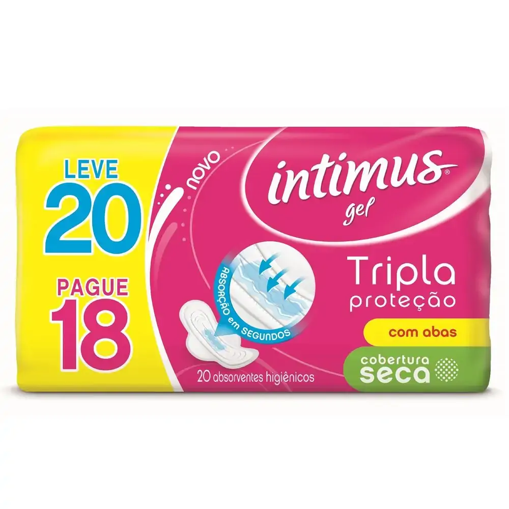 Absorvente íntimus Gel Tripla Proteção Seca Com Abas Com 20 Unidades