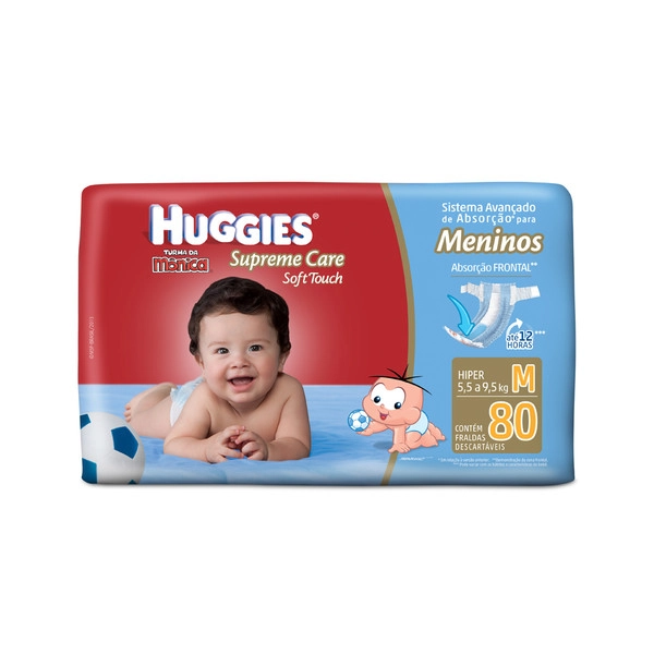 Huggies Turma Da Mônica Supreme Care Soft Touch Meninos M 80 Unidades