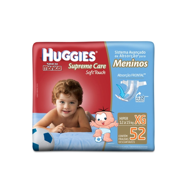 Huggies Turma Da Mônica Supreme Care Soft Touch Meninos Xg 52 Unidades