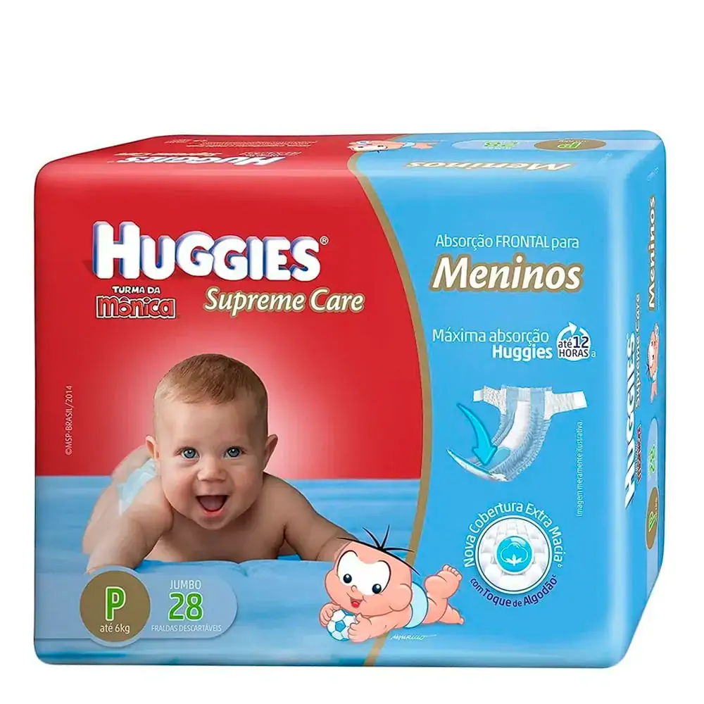 Huggies Turma Da Mônica Supreme Care Soft Touch Meninos P 28 Unidades