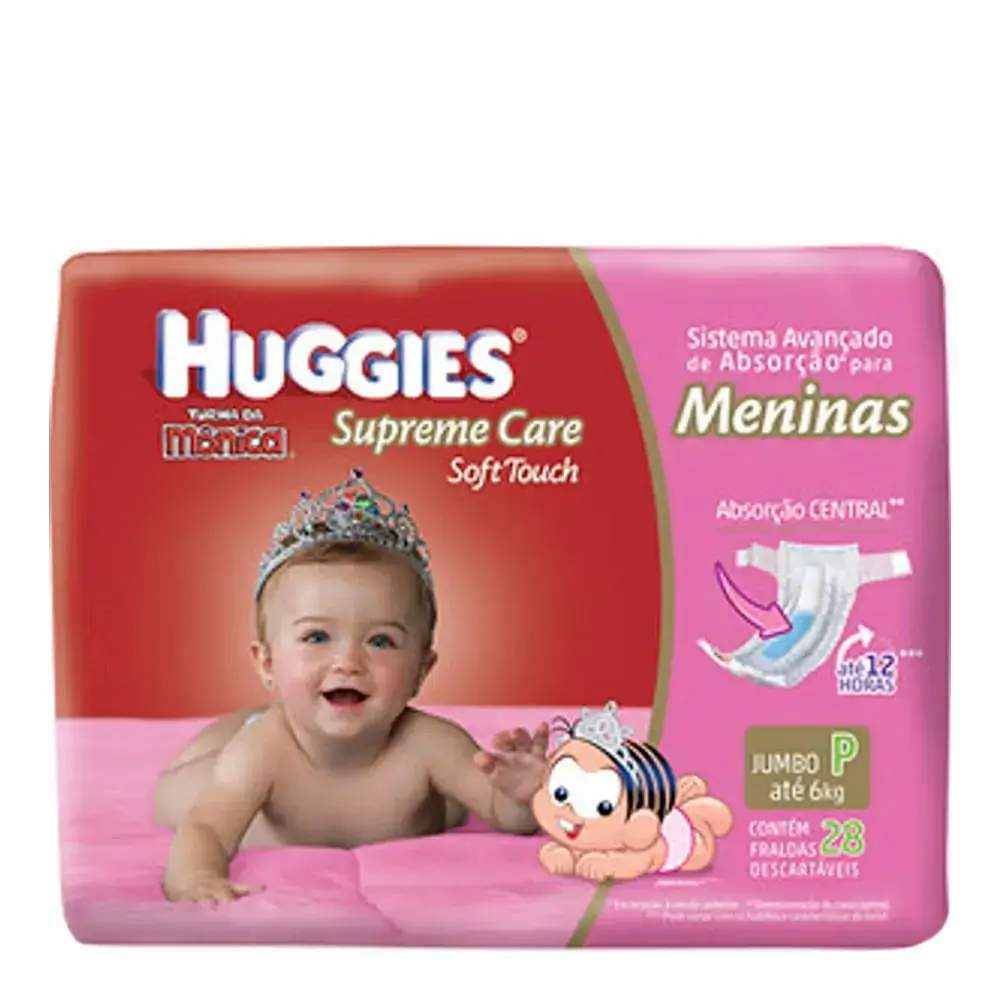 Huggies Turma Da Mônica Supreme Care Soft Touch Meninas P 28 Unidades