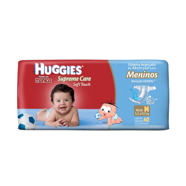 Huggies Turma Da Mônica Supreme Care Soft Touch Meninos M 40 Unidades