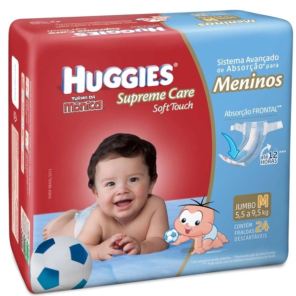 Huggies Turma Da Mônica Supreme Care Soft Touch Meninos M 24 Unidades