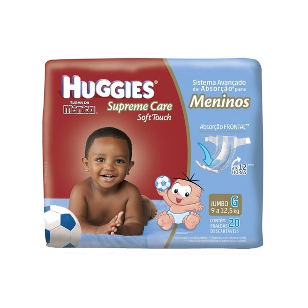 Fralda Huggies Supreme Care Soft Touch Jumbo Meninos Tamanho G