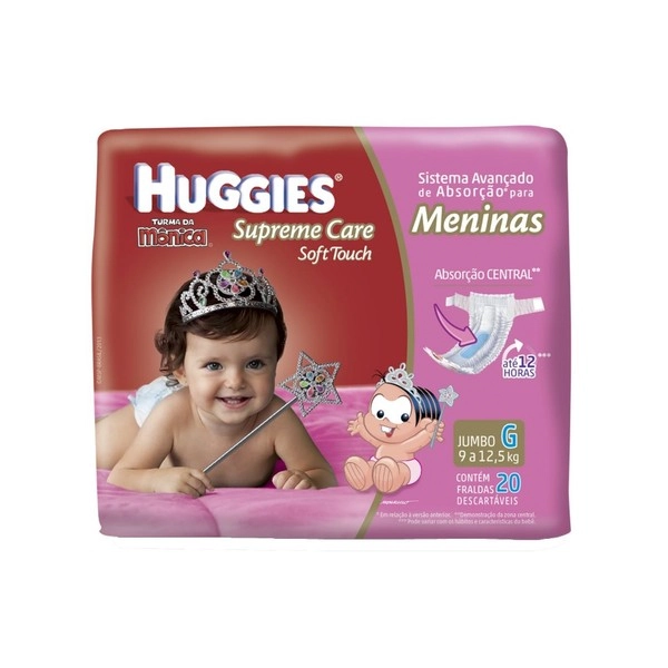 Fralda Huggies Supreme Care Soft Touch Jumbo Meninas Tamanho G