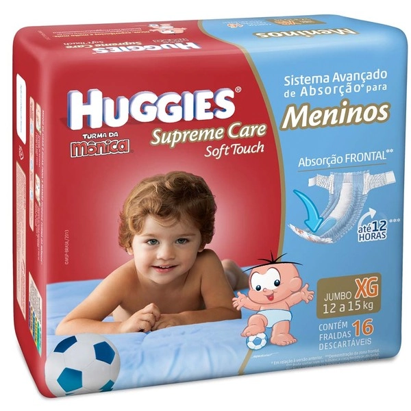 Fralda Huggies Supreme Care Soft Touch Jumbo Meninos Tamanho Xg