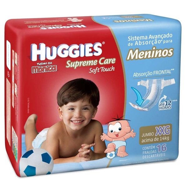 Huggies Turma Da Mônica Supreme Care Soft Touch Meninos Xxg 16 Unidades