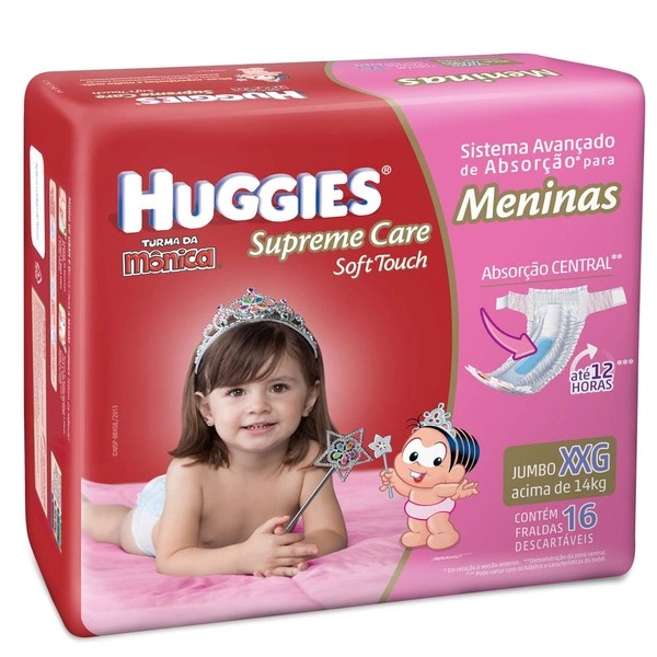 Fraldas Huggies Turma Da Mônica Supreme Care Meninas Xxg