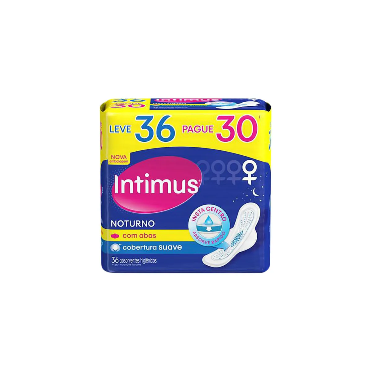 Absorvente Com Abas Suave Intimus Noturno Pacote Leve 36 Pague 30 Unidades