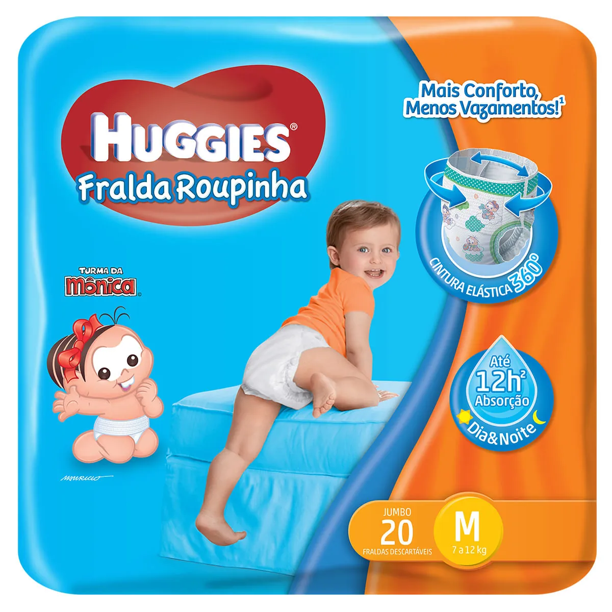 Fralda Huggies M Turma da Mônica Fralda Roupinha Jumbo - 20 Unidades