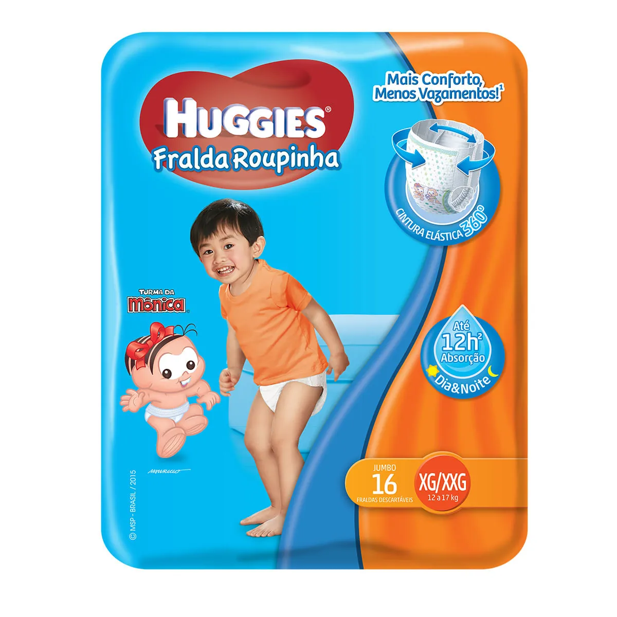Fralda Infantil Huggies C/16 Veste Fácil Jumbo Xg Pc