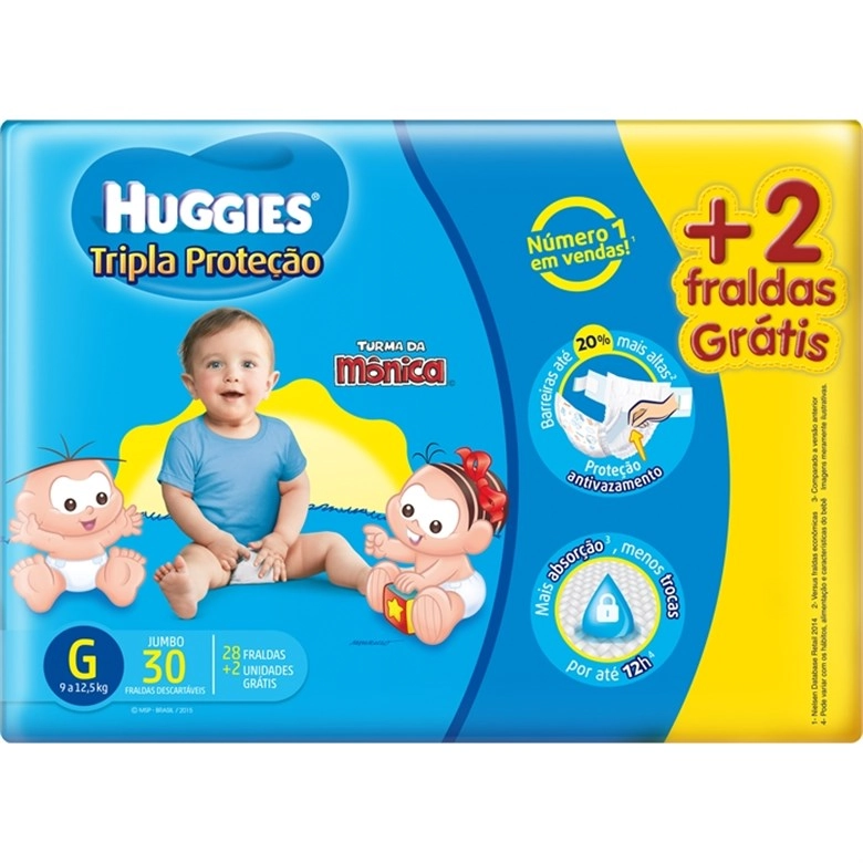 Fralda Turma Da Mônica Tripla Proteção Tamanho G Huggies