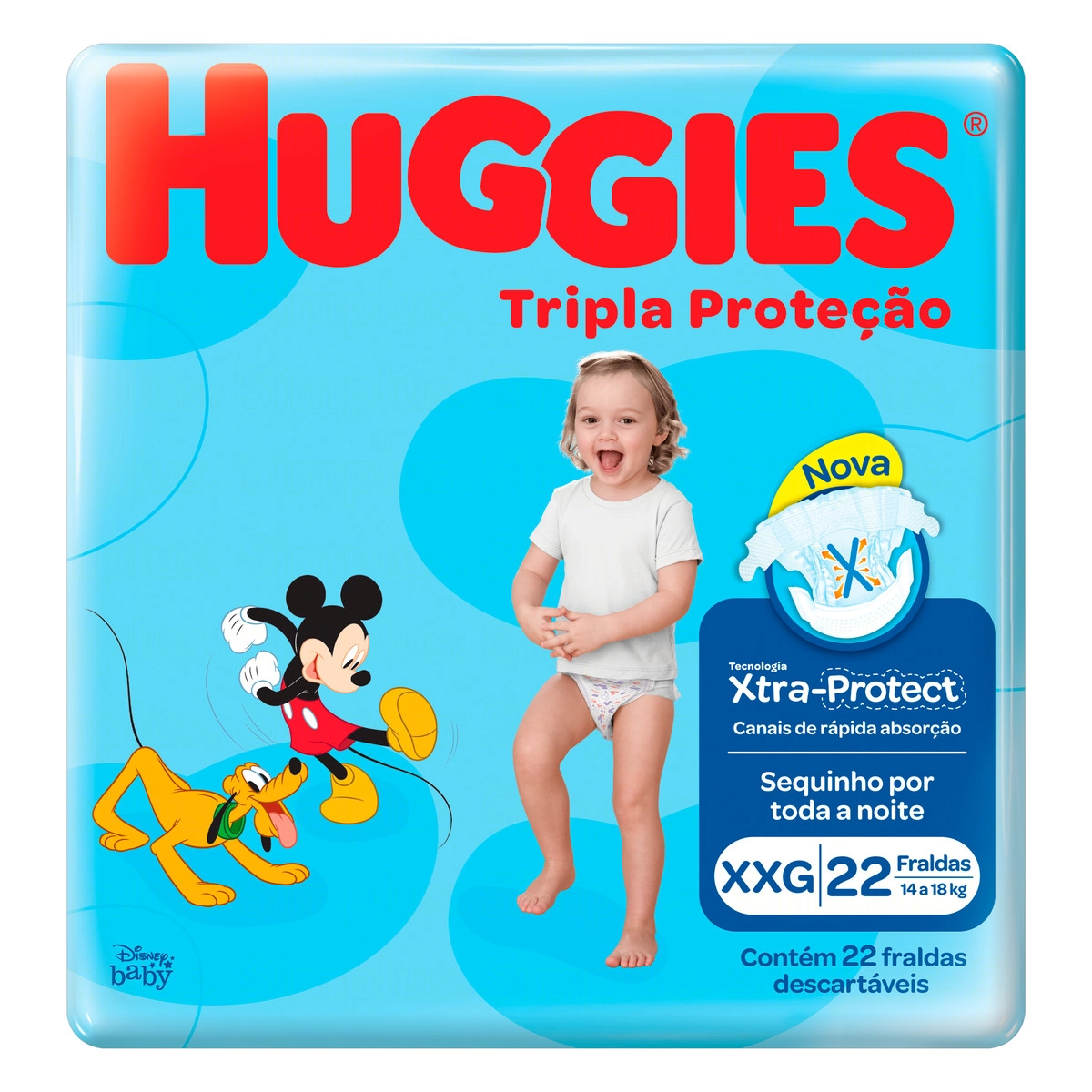 Fralda Descartável Infantil Huggies Tripla Proteção XXG Pacote 22 Unidades