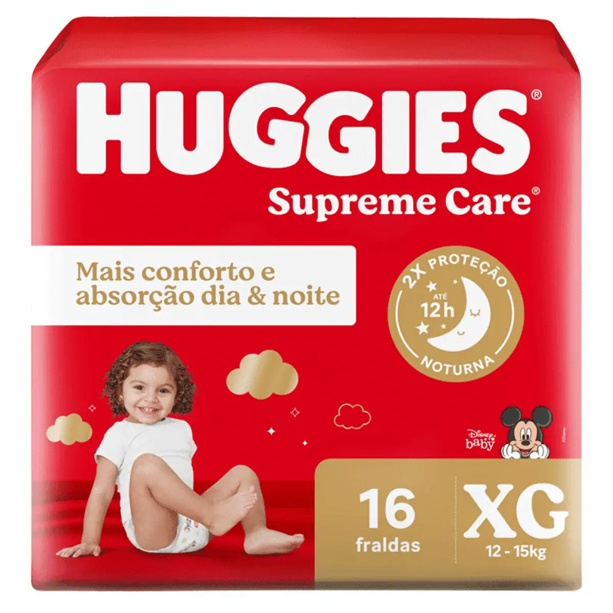 Fralda Descartável Infantil Huggies Supreme Care Xg Pacote 16 Unidades