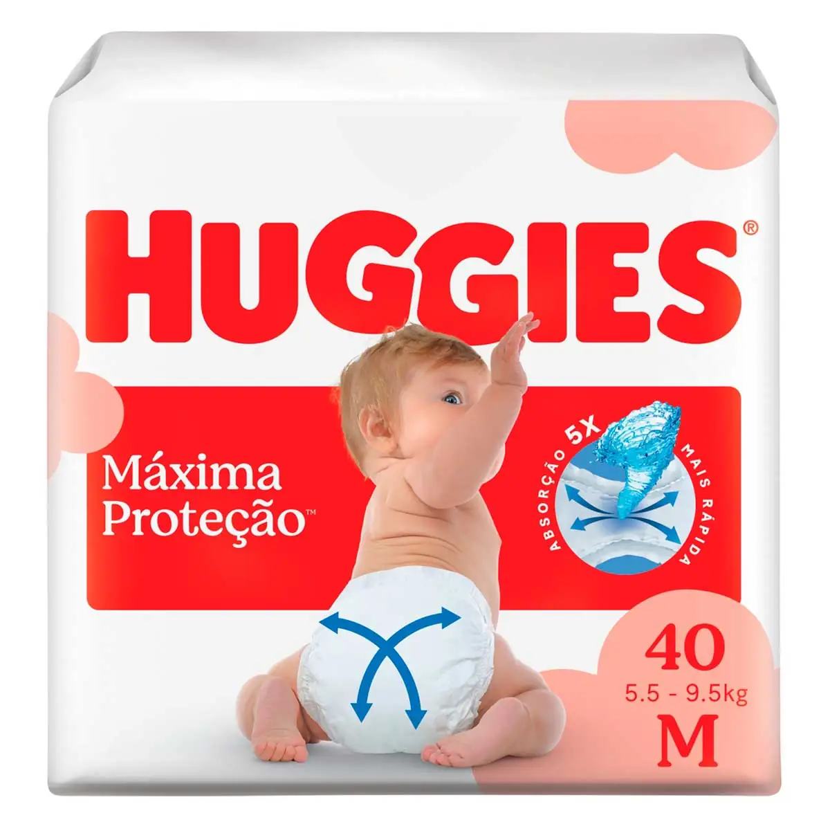 Fralda Descartável HUGGIES Máxima Proteção M 40 Unidades