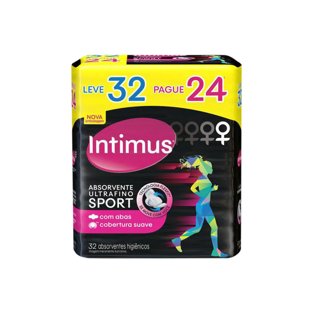 Absorvente Com Abas Ultrafino Suave Intimus Sport Pacote Leve 32 Pague 24 Unidades