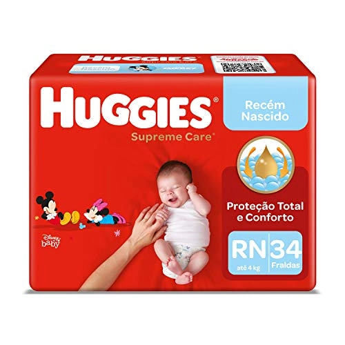 Fralda HUGGIES Supreme Care RN - 34 Unidades