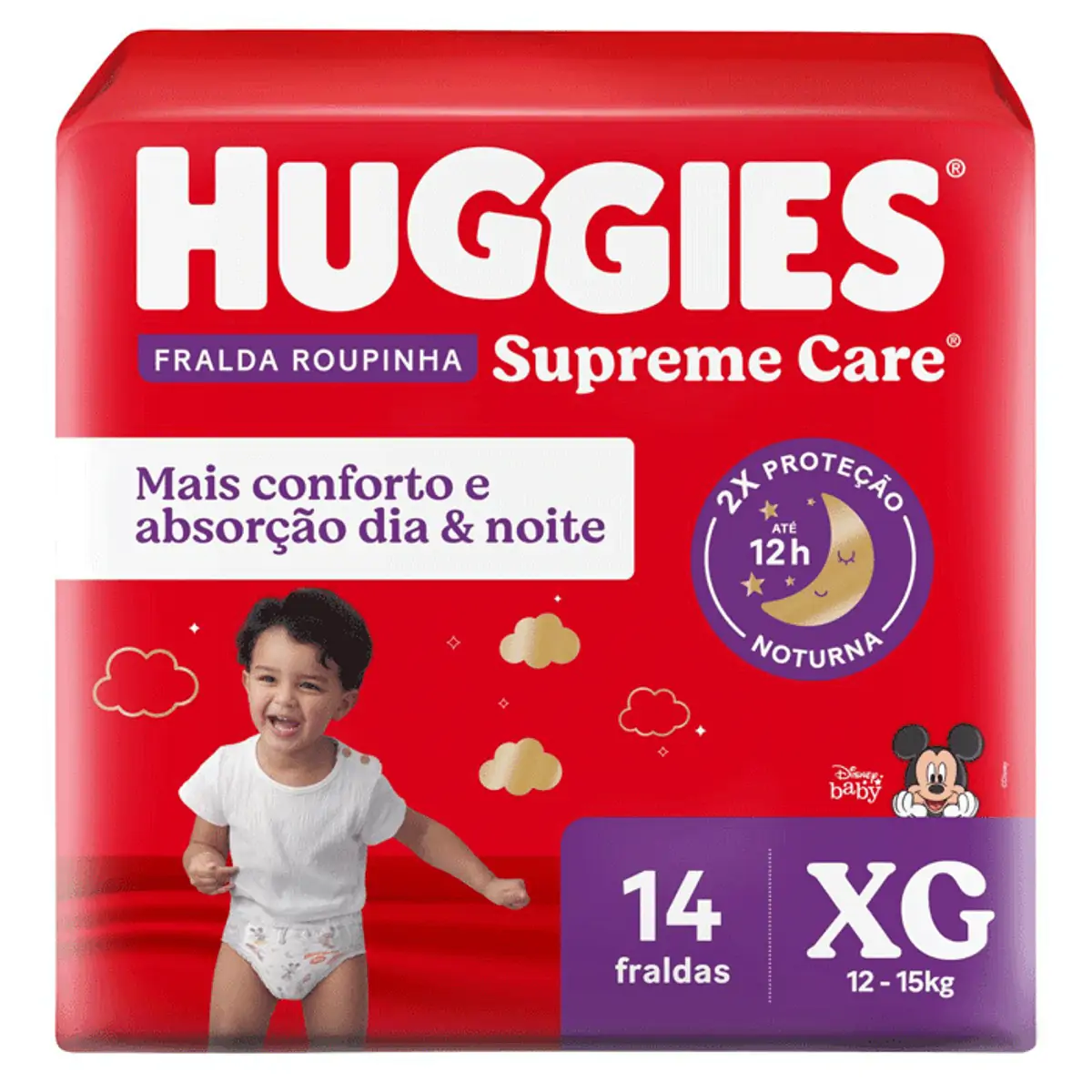 Fralda Descartável Infantil Roupinha Disney Baby Huggies Supreme Care Xg Pacote 14 Unidades