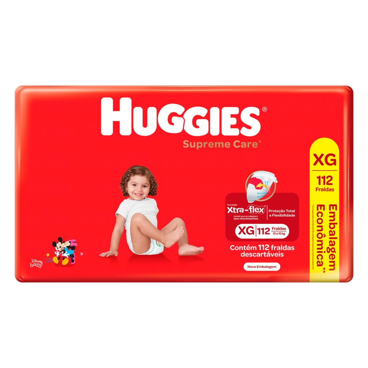 Fralda Descartável Infantil Huggies Supreme Care Xg Pacote 112 Unidades Embalagem Econômica