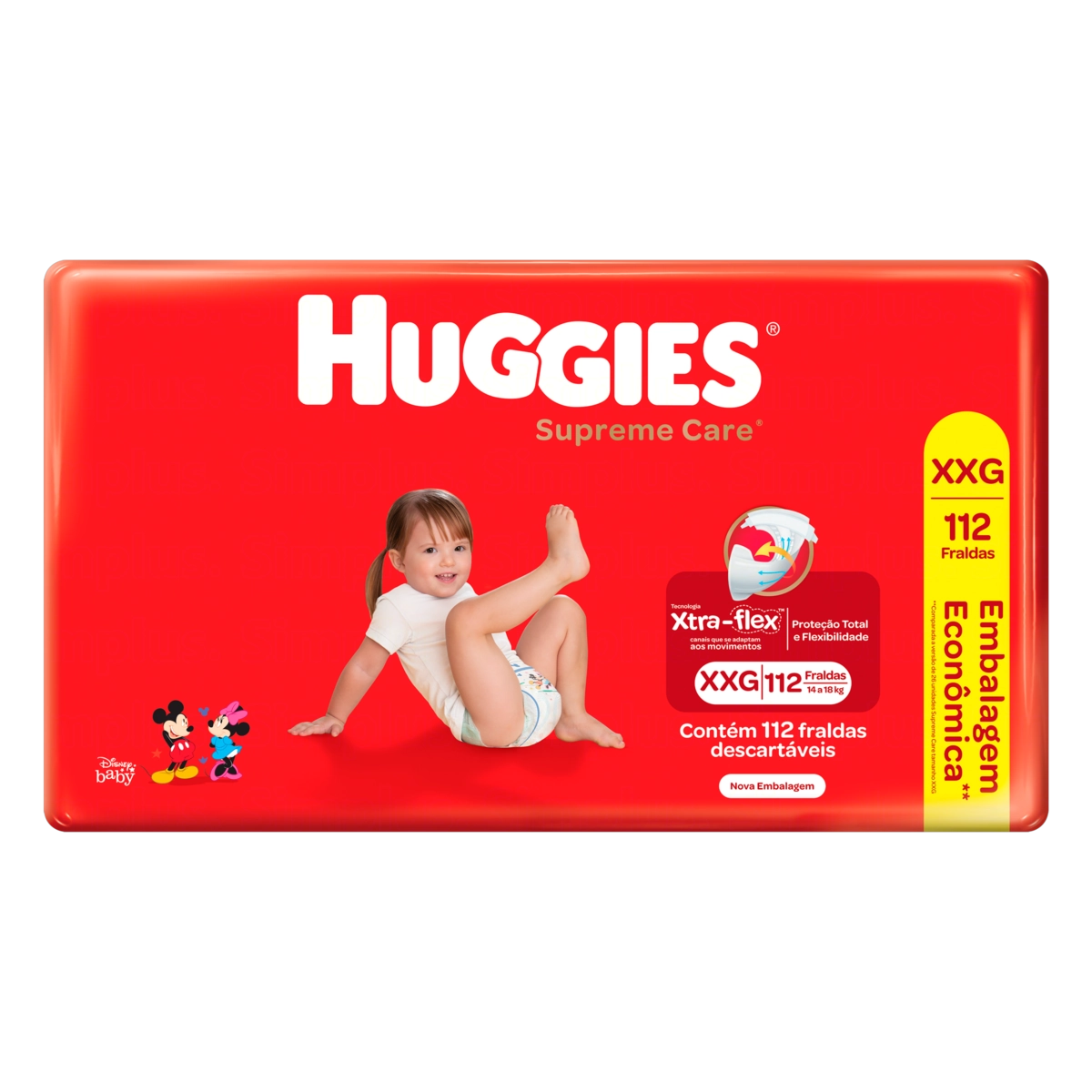 Fralda Descartável Infantil Huggies Supreme Care Xxg Pacote 112 Unidades Embalagem Econômica