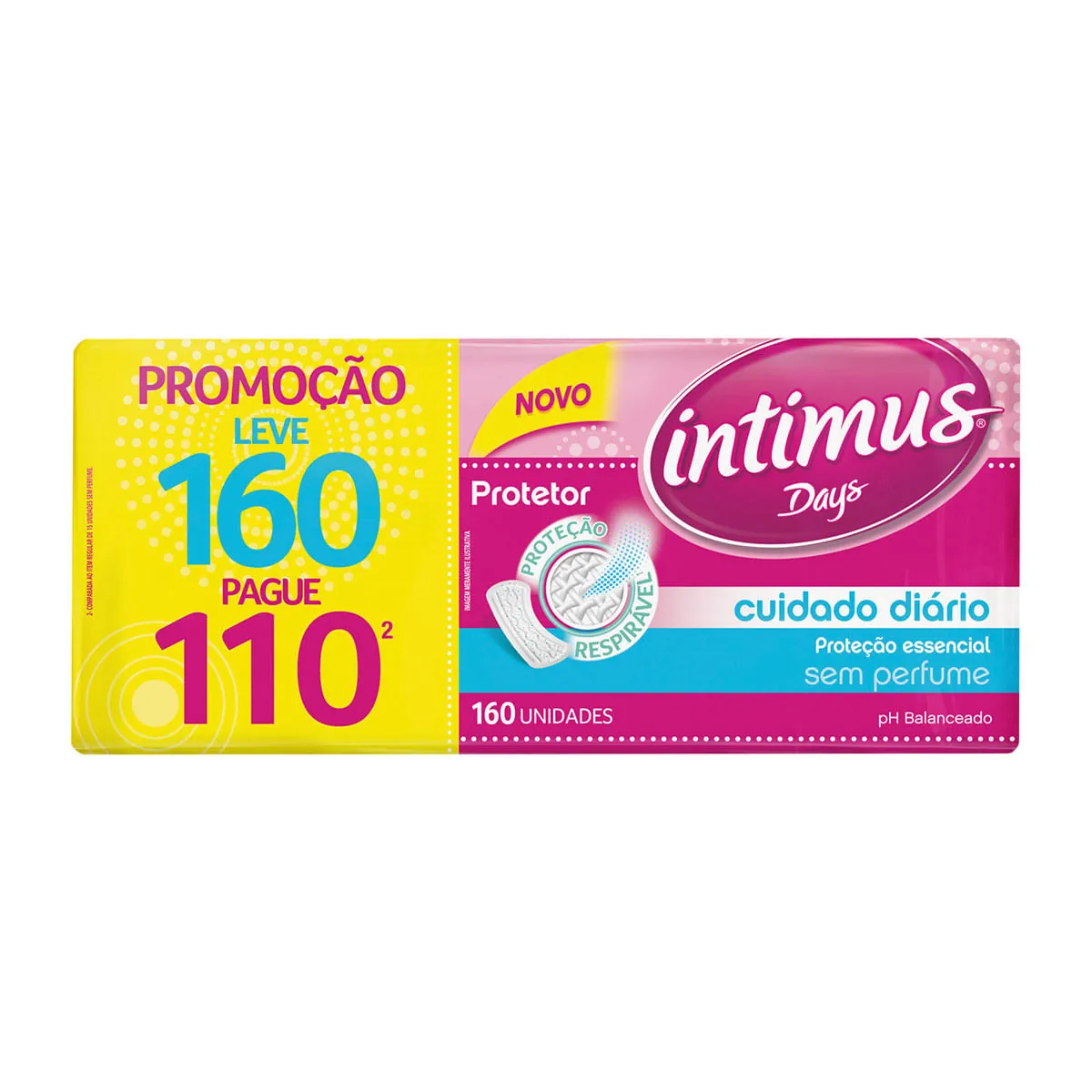 Protetor Diário Sem Abas Intimus Days Cuidado Diário Pacote Leve 160 Pague 110 Unidades