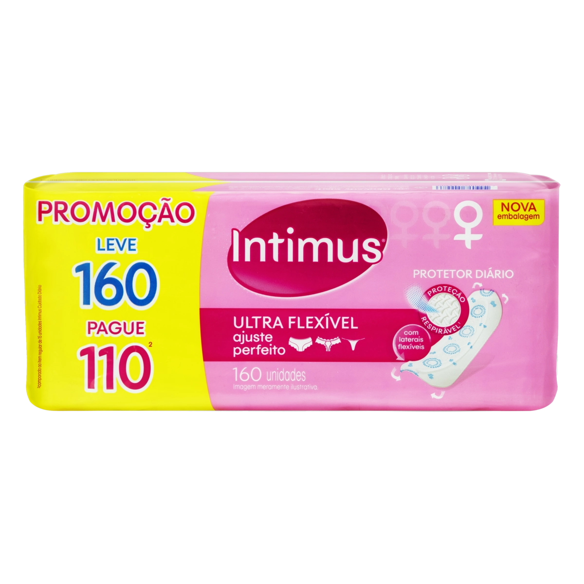 Protetor Diário Sem Abas Intimus Days Ultra Flexível Pacote Leve 160 Pague 110 Unidades
