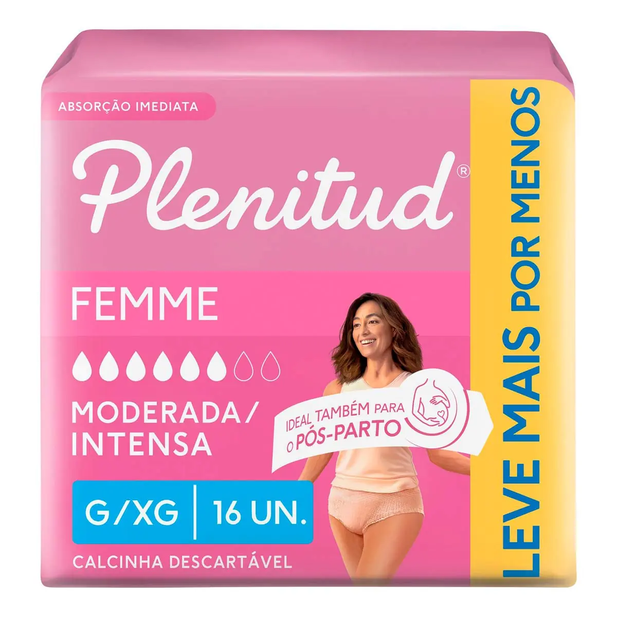 Roupa íntima Descartável Plenitud Femme G/xg Pacote 16 Unidades Leve Mais Pague Menos