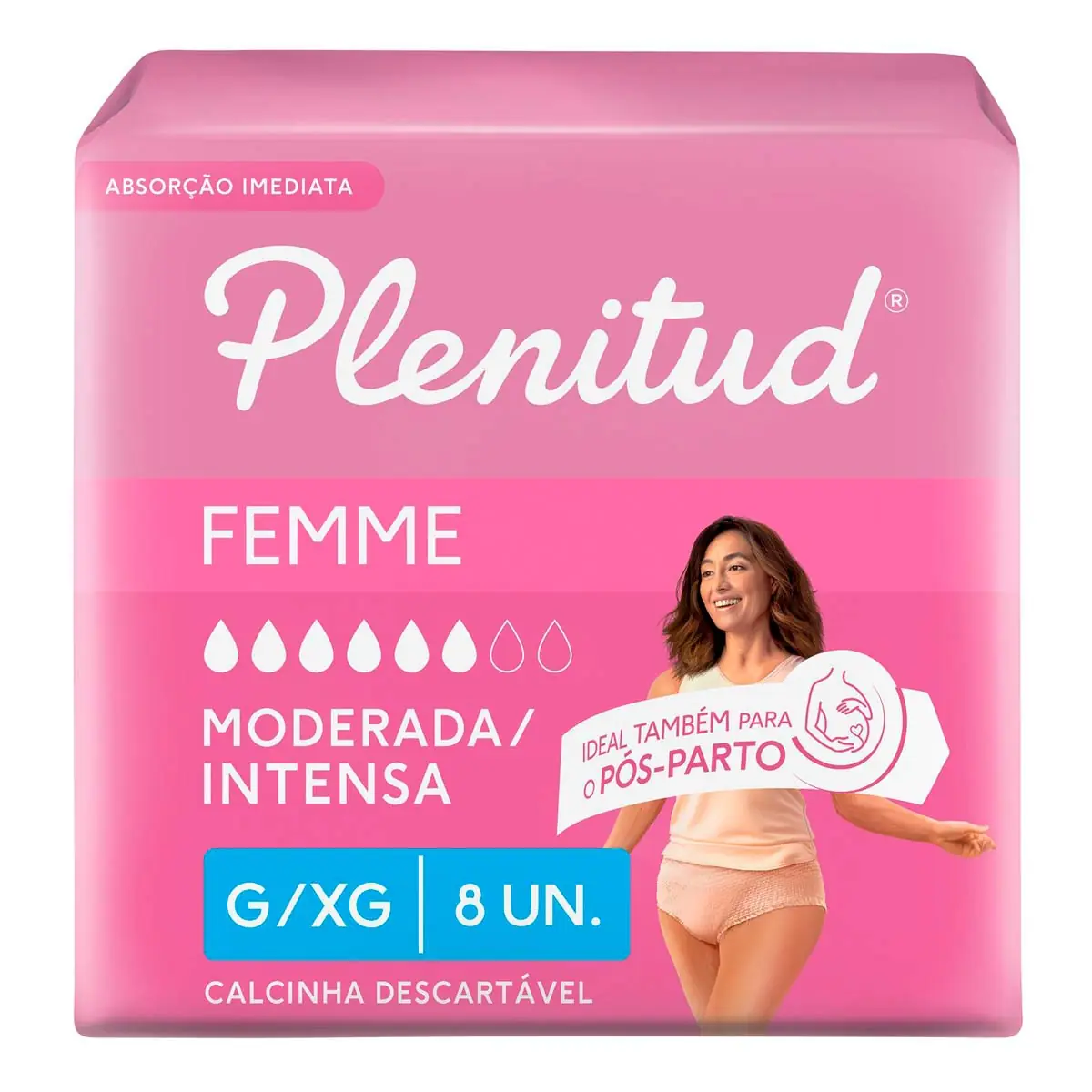 Roupa Íntima Plenitud Femme G/XG - 8 unidades
