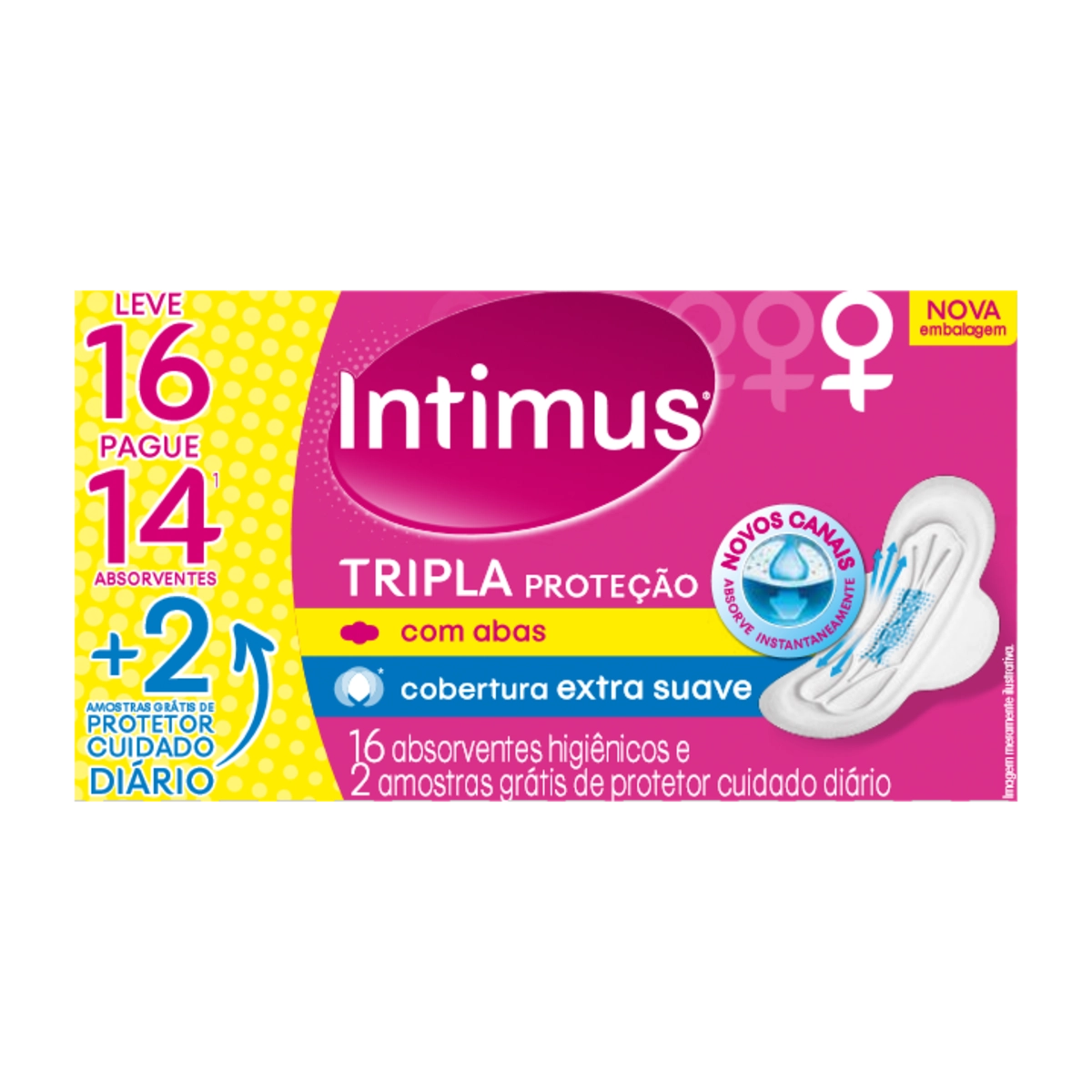 Absorvente Com Abas Extra Suave Intimus Tripla Proteção Caixa Leve 16 Pague 14 Unidades Grátis 2 Amo
