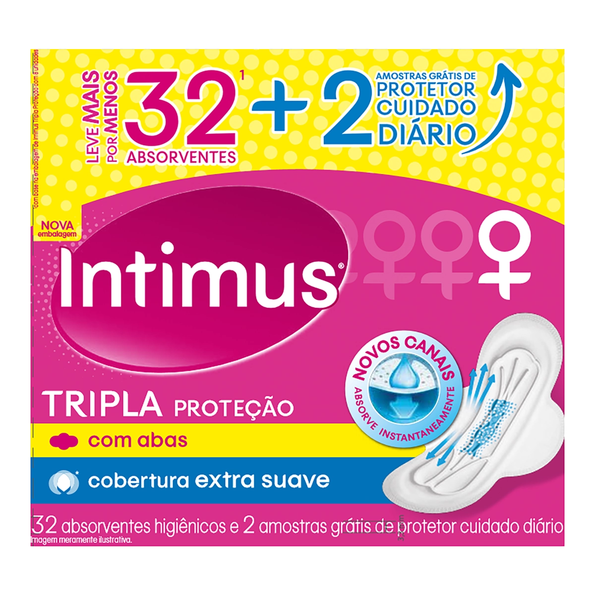 Absorvente Com Abas Extra Suave Intimus Tripla Proteção Caixa 32 Unidades Leve Mais Pague Menos Grát