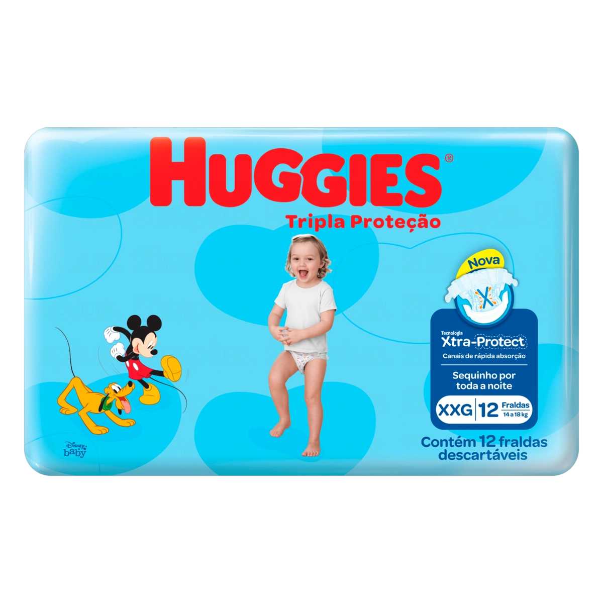 Fralda Descartável Infantil Huggies Tripla Proteção Xxg Pacote 12 Unidades