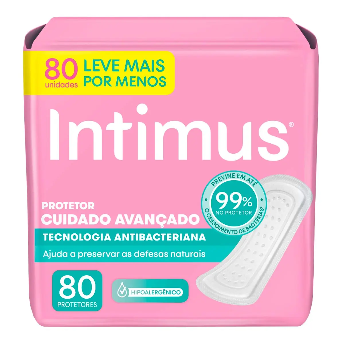 Protetor Díário Tecnologia Antibacteriana Intimus 80 Unidades