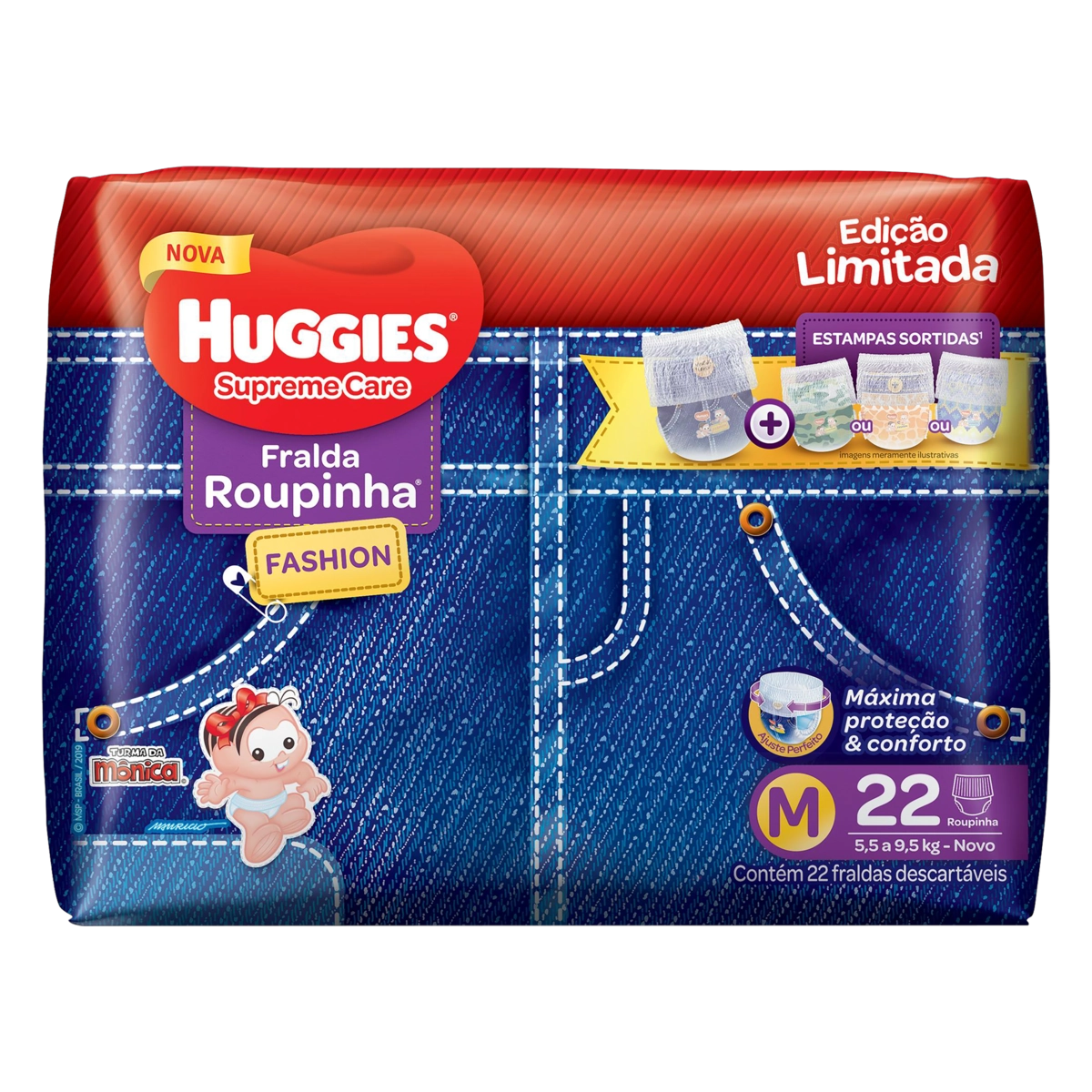 Fralda Descartável Infantil Roupinha Fashion Huggies Supreme Care M Pacote 22 Unidades