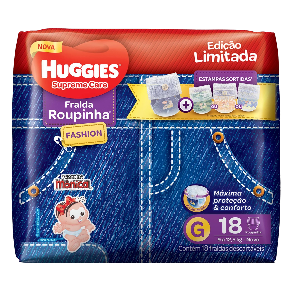 Fralda Descartável Infantil Roupinha Fashion Huggies Supreme Care G Pacote 18 Unidades