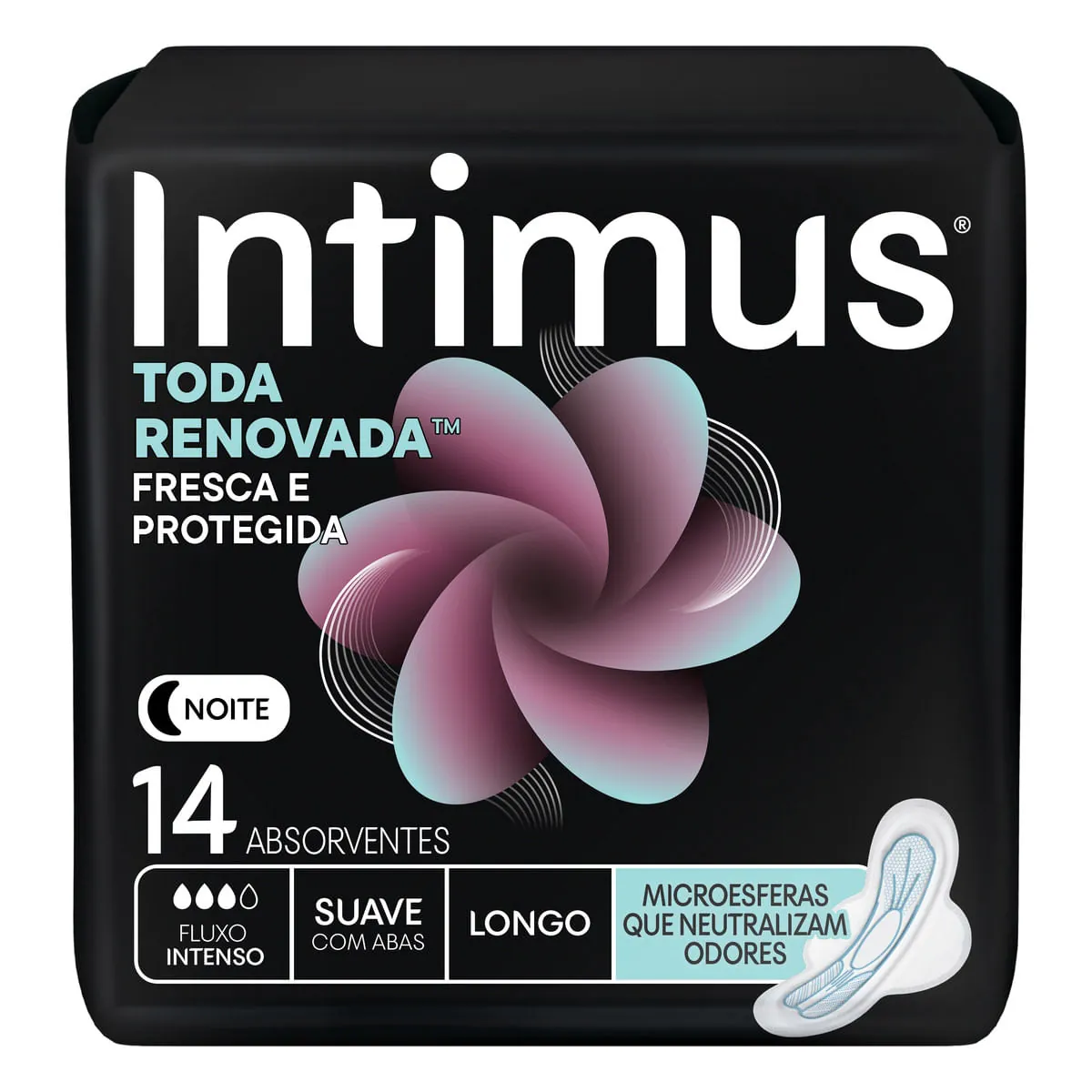 Absorvente Externo Intimus Dia &amp; Noite Suave c/Abas - 14 Unidades