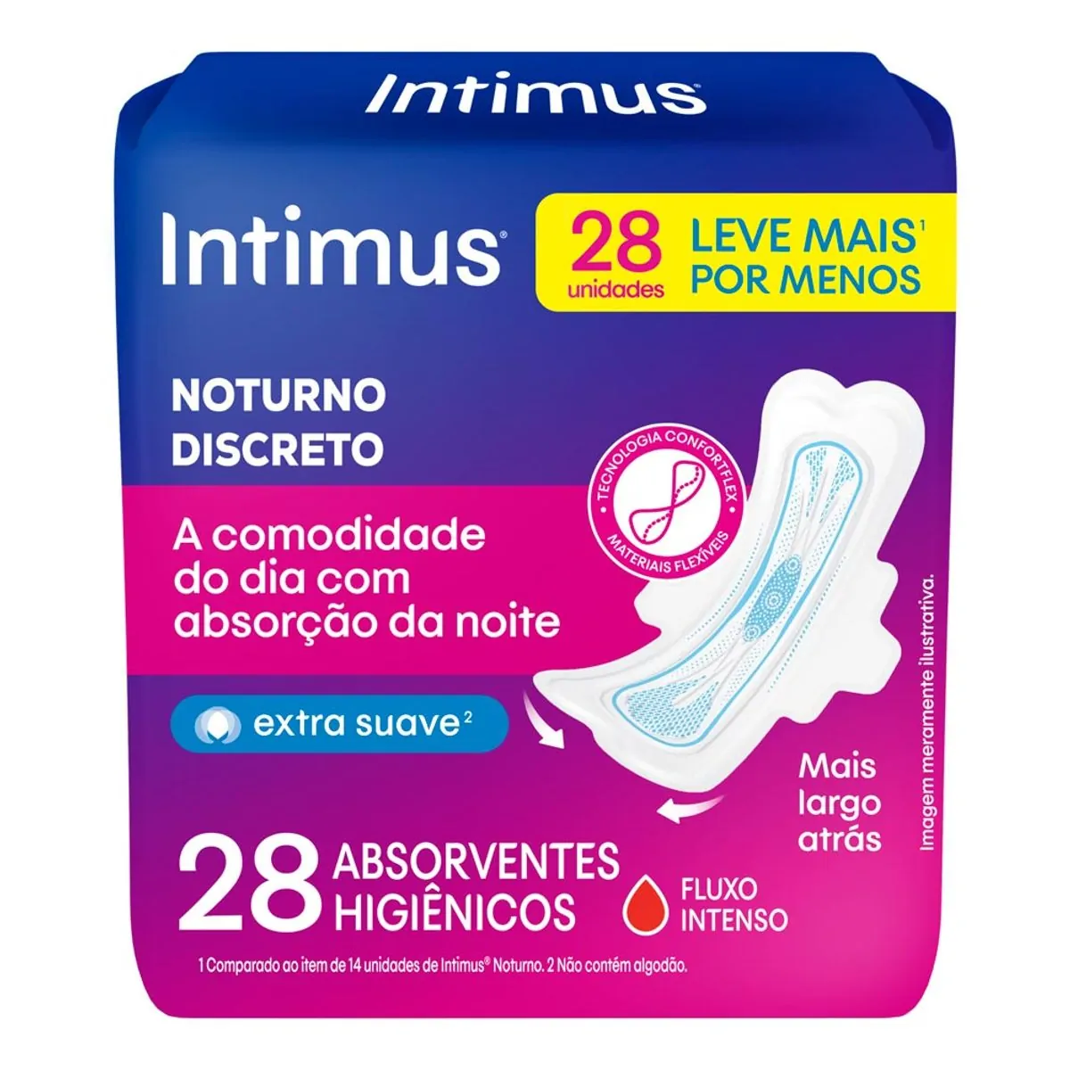 Absorvente Externo Intimus Dia &amp; Noite Suave c/Abas - 28 Unidades