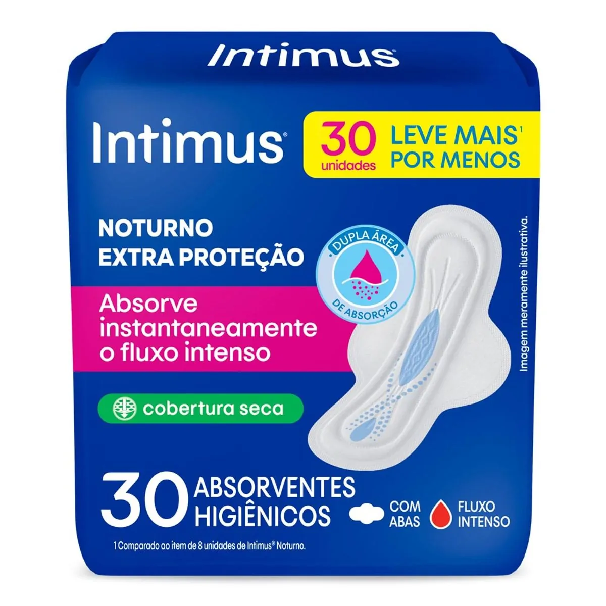 Absorvente Noturno Intimus Seca Com Abas 30 Unidades