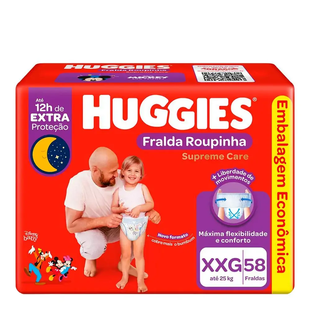 Fralda Descartável Infantil Roupinha Huggies Supreme Care Xxg Pacote 56 Unidades Embalagem Econômica