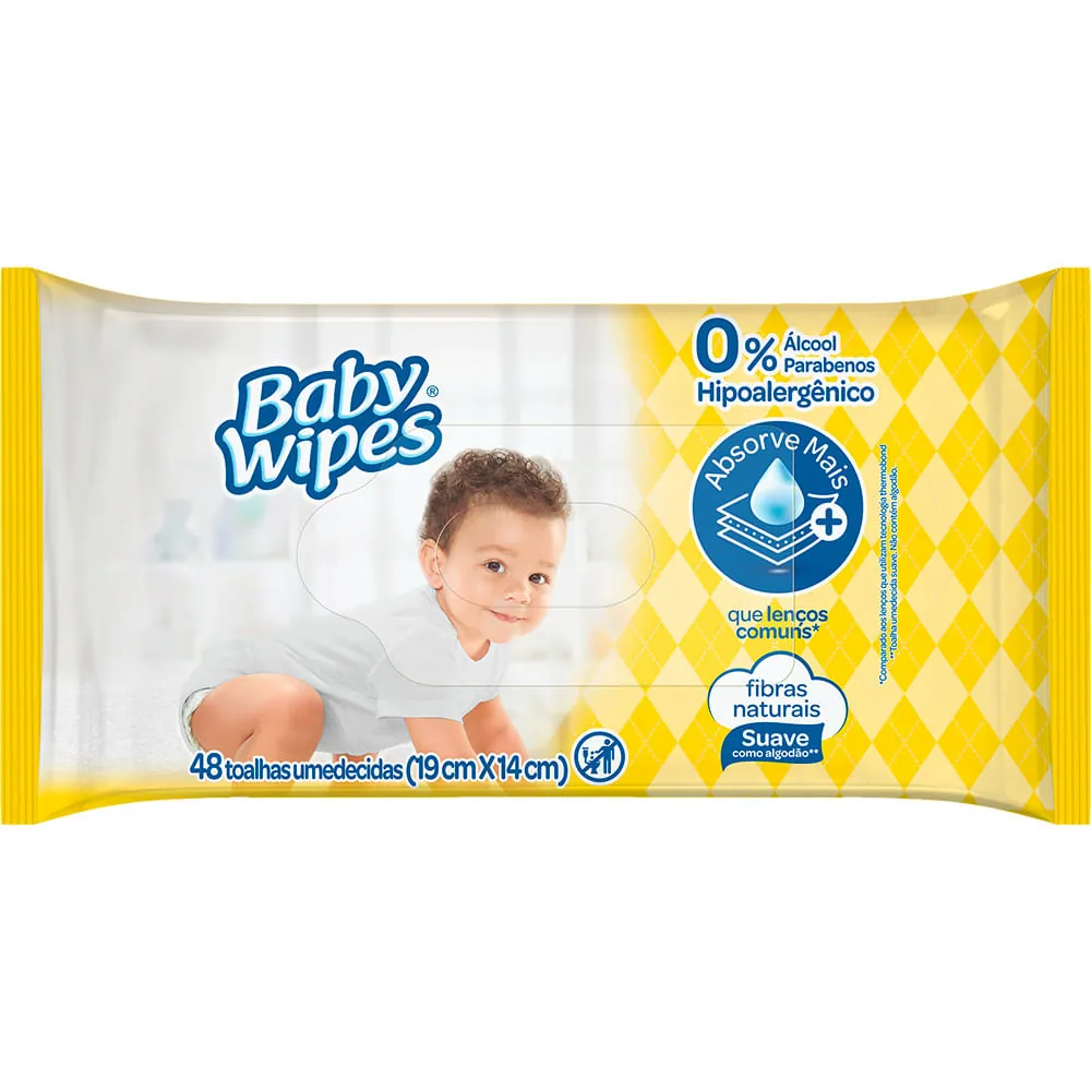Toalha Umedecida Suave Baby Wipes Pacote 48 Unidades