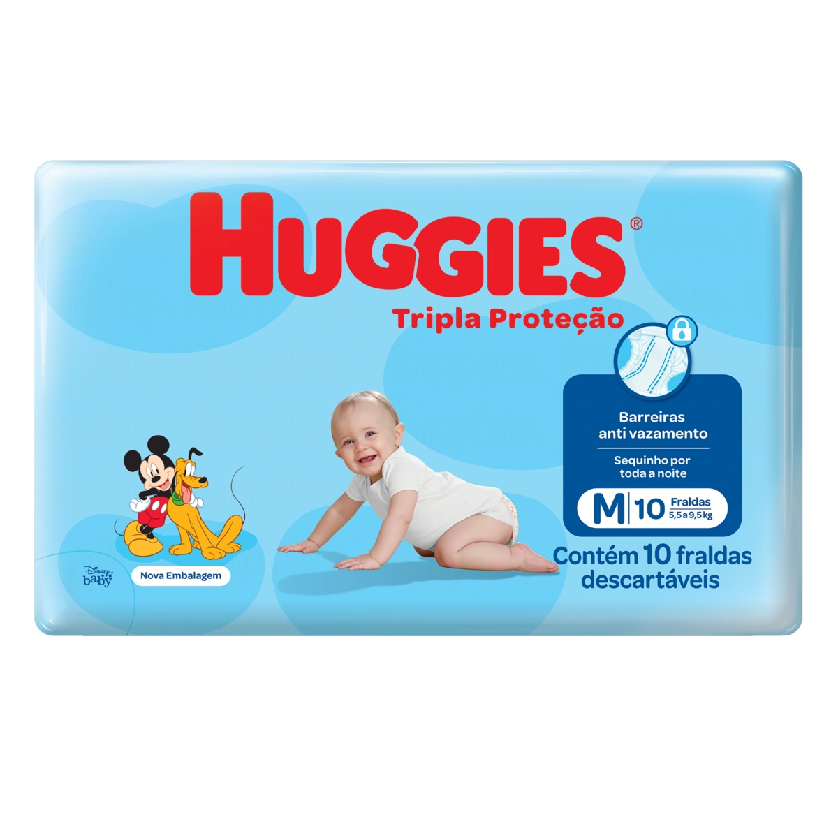 Fralda Descartável Infantil Huggies Tripla Proteção M Pacote 10 Unidades