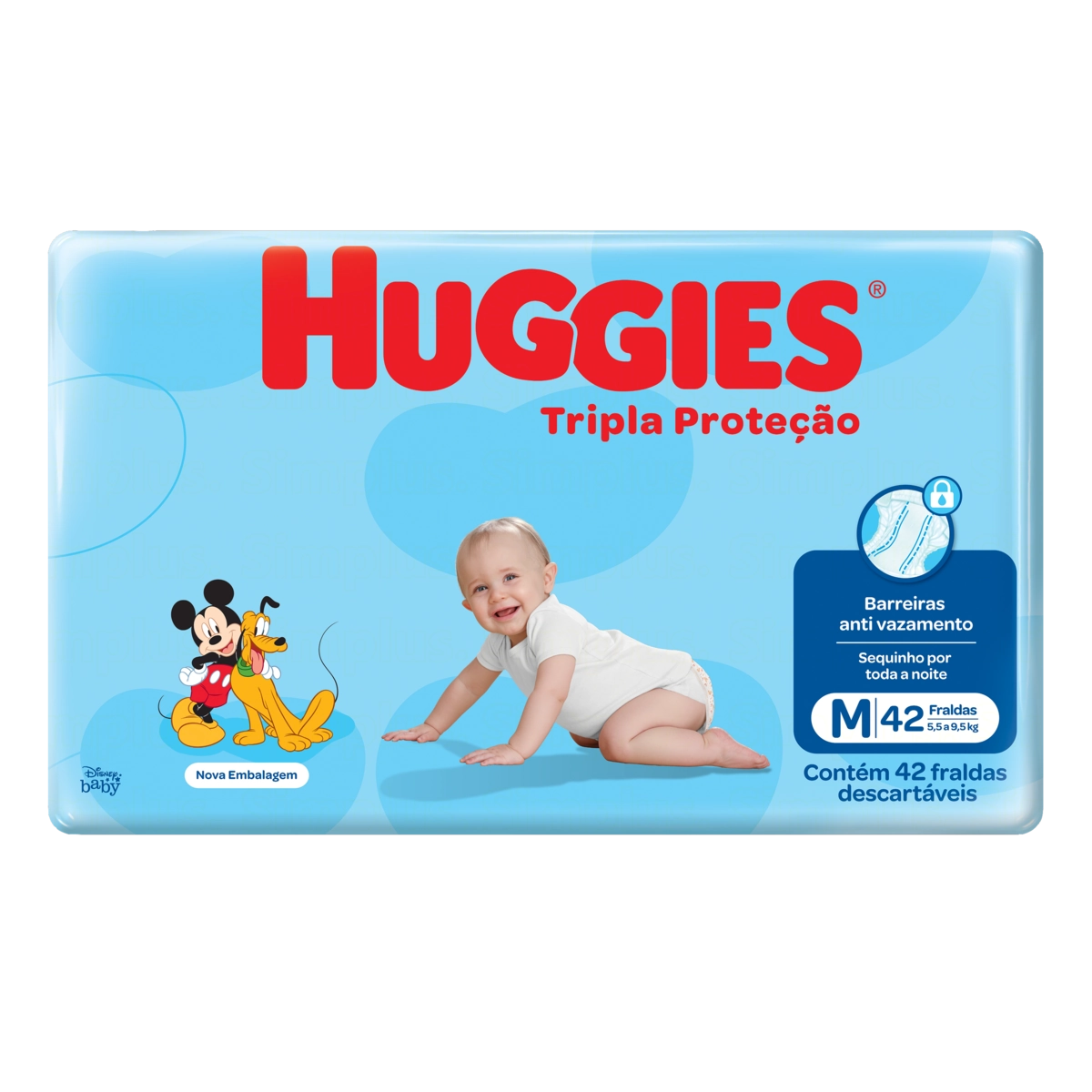 Fralda Descartável Infantil Huggies Tripla Proteção M Pacote 42 Unidades