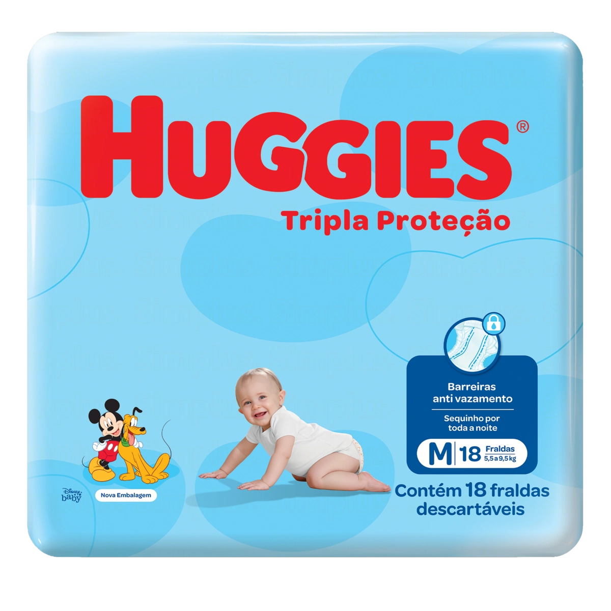 Fralda Descartável Infantil Huggies Tripla Proteção M Pacote 18 Unidades