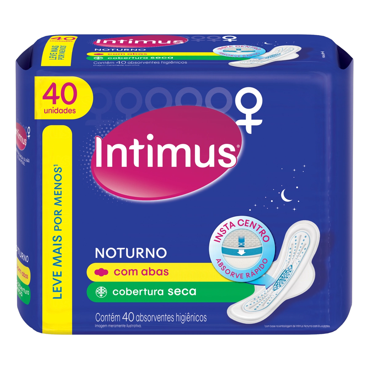 Absorvente Com Abas Seca Intimus Noturno Pacote 40 Unidades Leve Mais Pague Menos