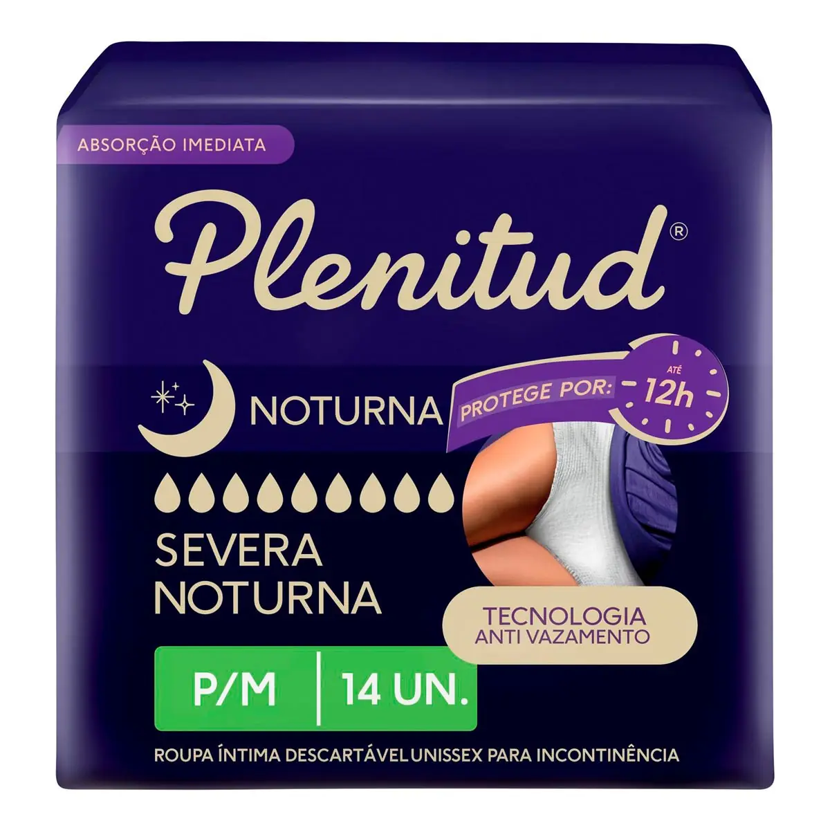 Roupa íntima Descartável Unissex Plenitud Noturna P/m Pacote 14 Unidades