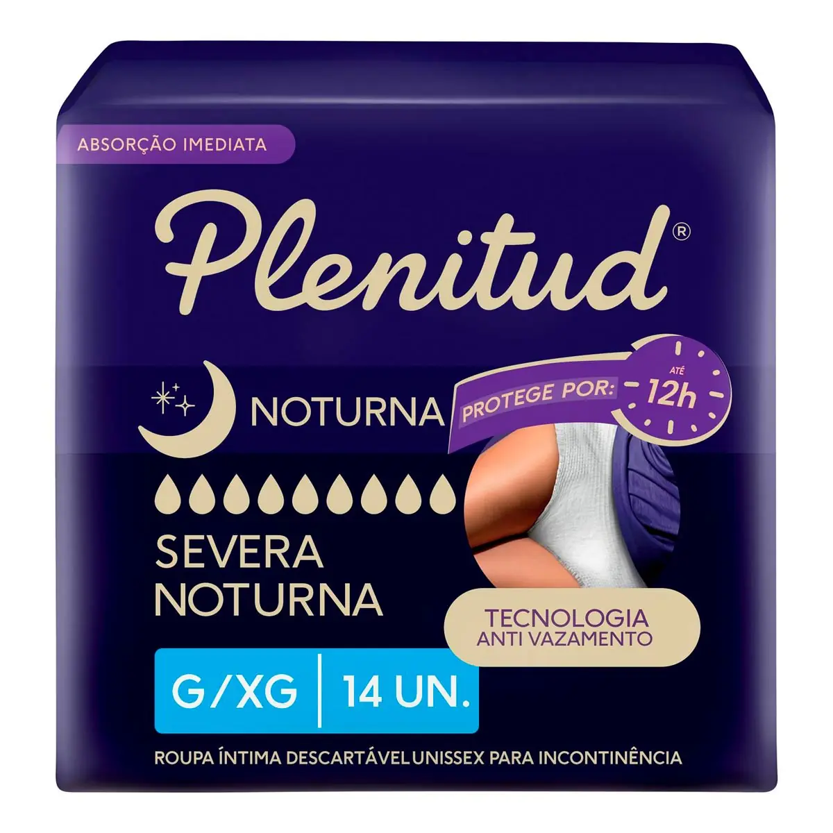 Roupa íntima Descartável Unissex Plenitud Noturna G/xg Pacote 14 Unidades