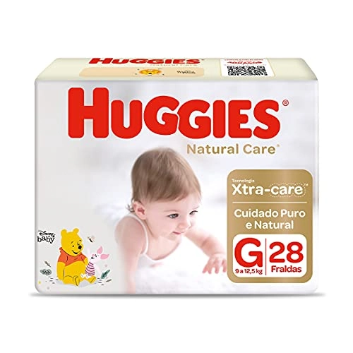 Fralda Descartável Infantil Huggies Natural Care G Pacote 28 Unidades