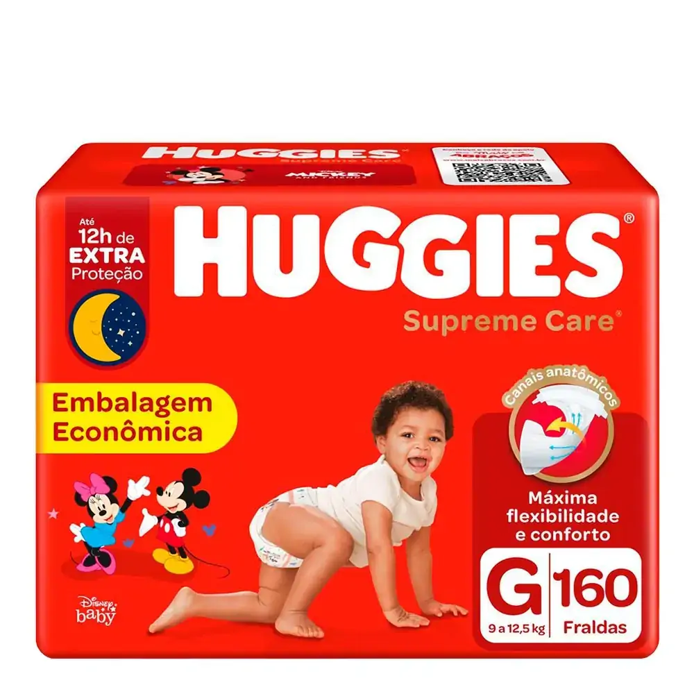 Fralda Descartável Infantil Huggies Supreme Care G Pacote 160 Unidades Embalagem Econômica